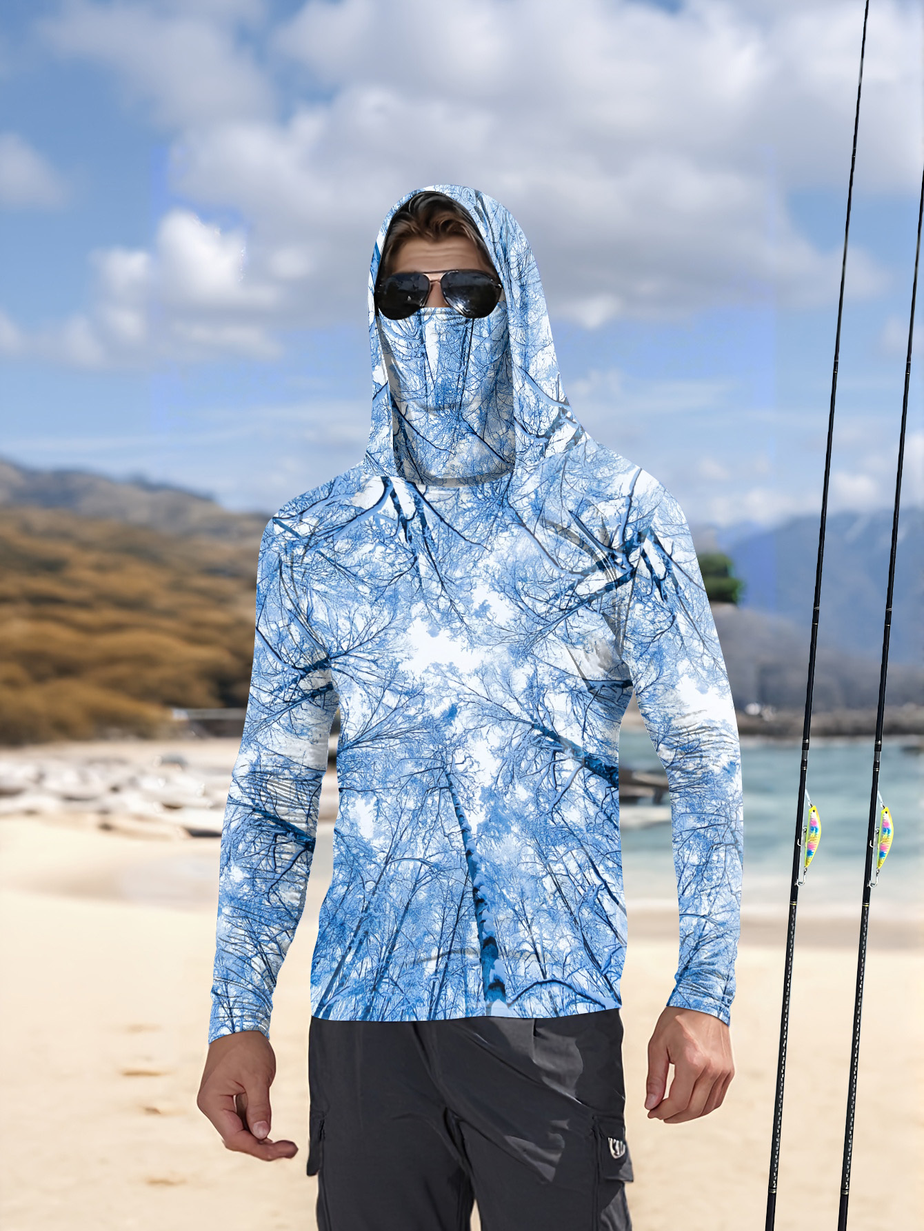 Hunting Outdoors - Fishing hooded sweatshirt men's long-sleeved sun