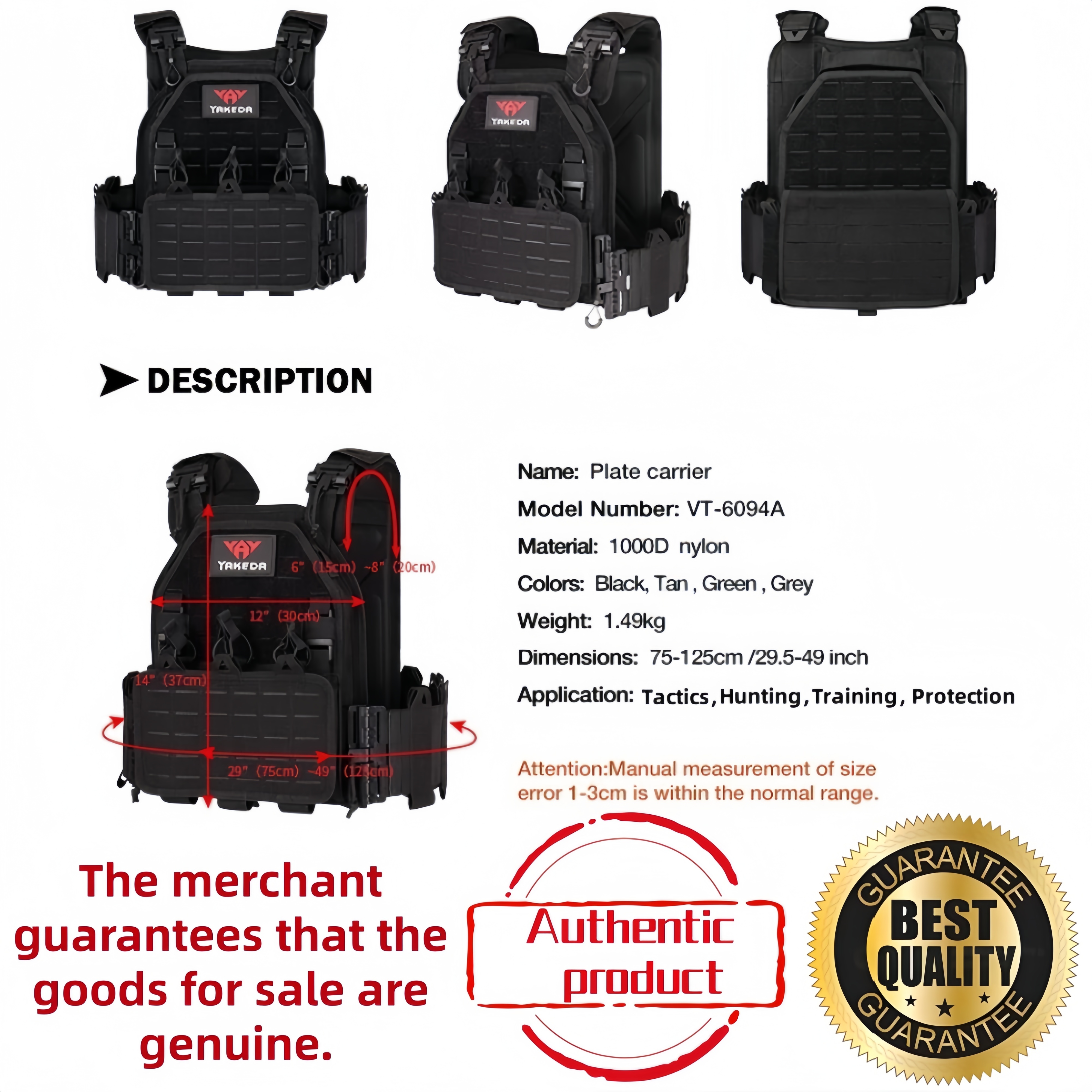 YAKEDA Tactical Vest 6094 Fast - Outdoor Hunting Vest ulasan dan harga