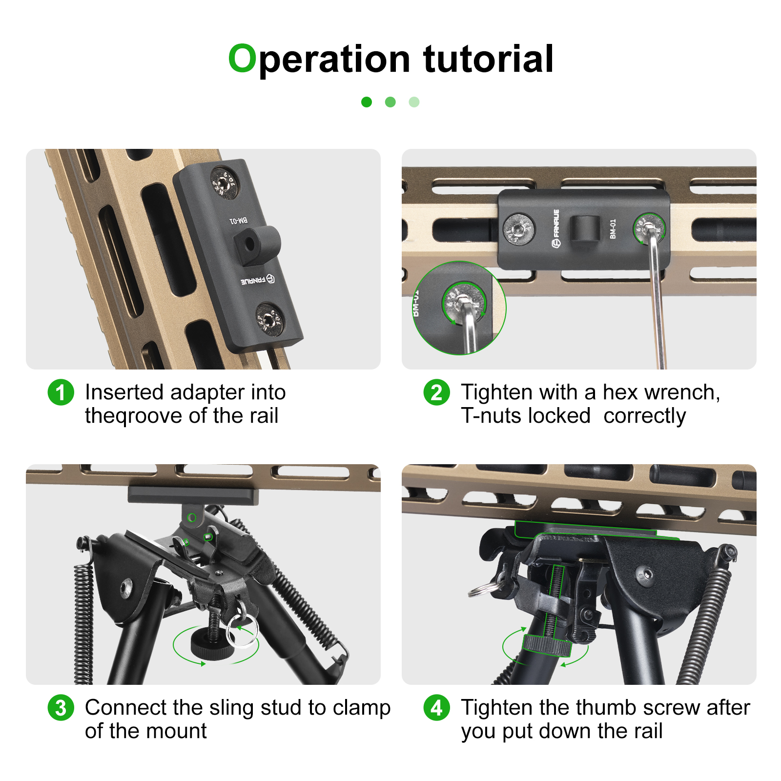 FANAUE Mlok Mount Handguard Ad - Bipod Rifle Mount ulasan dan harga