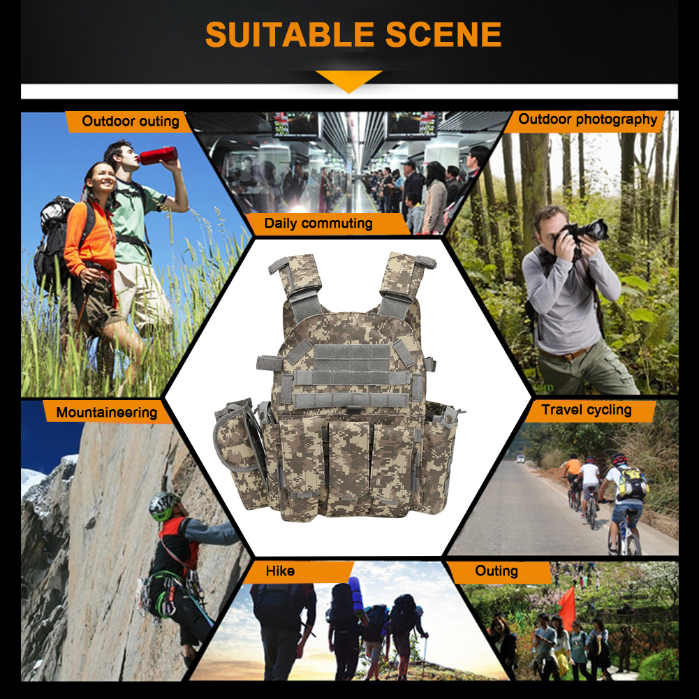 600D Nylon Tactical Vest MOLLE - Outdoor Hunting Vest ulasan dan harga